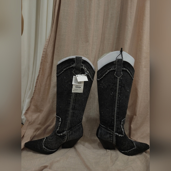 RHINESTONE DENIM COWGIRL BOOTS BY ZARA - Picture 14 of 15